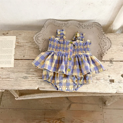 Gingham baby short sets