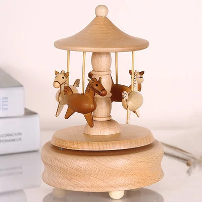 Wooden carousel music box.
