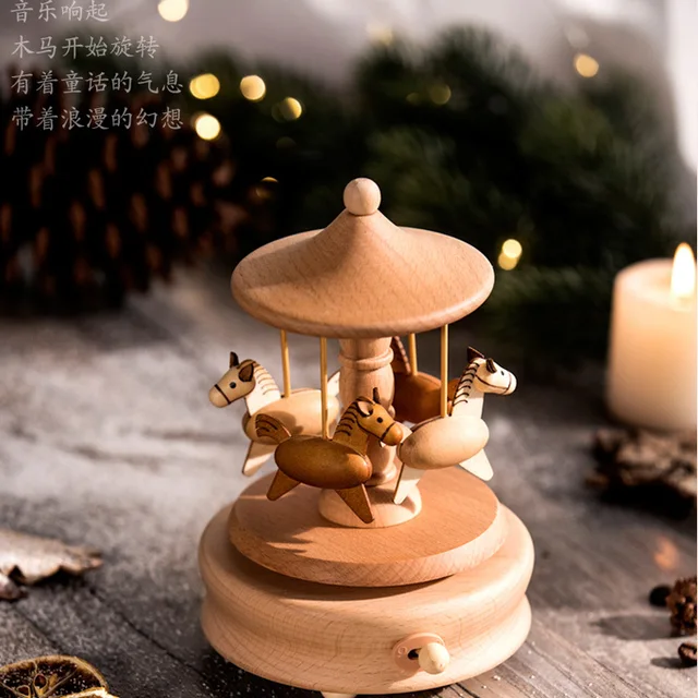 Wooden carousel music box.