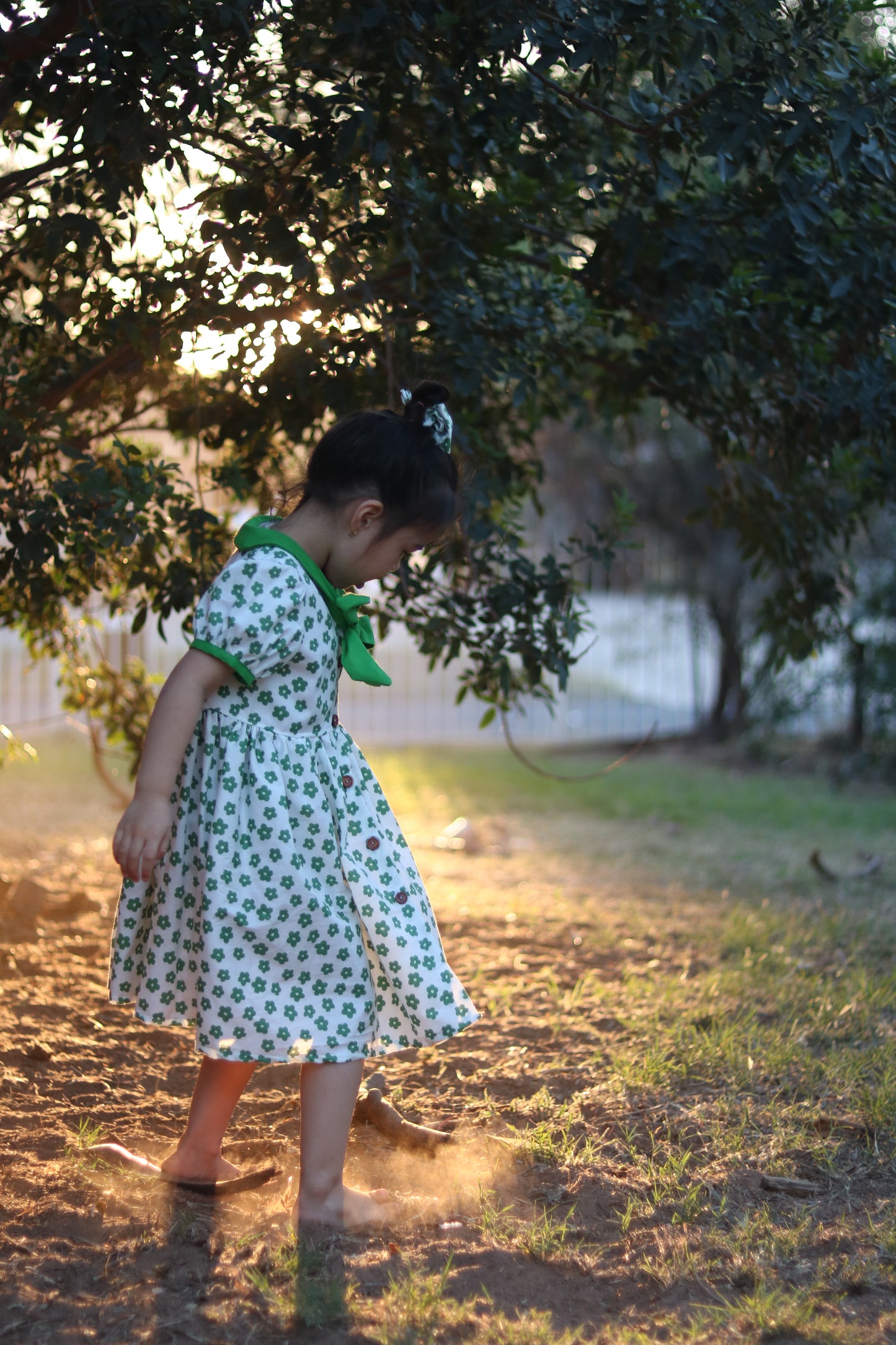 Daisy puff sleeves dress